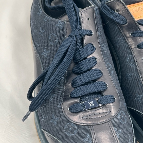 Louis Vuitton Women's Navy Monogram Mini Lin Canvas Sneakers EU Size 38 MA0052 - Picture 11 of 16